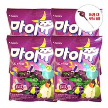 인기간식 마이쮸 대용량 284g X 4봉(사탕 1개 무료증정)/딸기 복숭아 포도 사과 요거트 오렌지, 마이쮸 포도 사과 대용량 284g 4봉