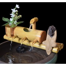 미니 분수대 인공 폭포 실내 분수 물레방아 인테리어 나무 수족관 물 재활용 풍수 장식 튜브 물 돌 물마루 필터 사무실 데스크탑 가구, 문자 포함 55cm