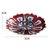 미니 명상 부처님 샌들 우드 스틱 홀더 버너 라운드 접시 에나멜 연꽃 포수 플레이트 향 홈 장식 1 개, 02 C Red_01 M