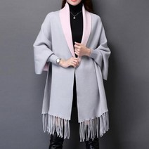 (제이큐) 숄 그레이핑크 믹스 가디건숄 니트 망토머플러 185cm 223485