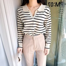 도도스타일 여리무드 데일리 트임 브이넥 키작녀니트