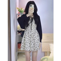 가을 허리밴딩 꽃잎 샤틴 롱 긴팔 빅사이즈 플라워 롱 원피스 리본 제주도 브이넥