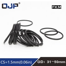 고무오링 불소 고무 링 블랙 FKM 오링 씰 1.5mm 두께 OD31/32/33/34/35/36/37/38/39/40/45/50mm O-링 5 개 개스킷, [12] 50x47x1.5mm, [03] 15pieces