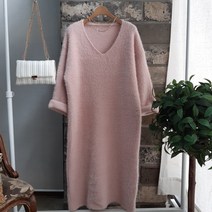 상상그이상 여성용 니트 원피스 여성스러운 브이넥 스웨터 롱원피스 부드러운 착용감 색감 예쁜 코트속에 입기좋은 손쉬운 코디 데이트룩