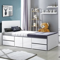 리아 2단수납형 침대프레임 슈퍼싱글(SS) B형 아이방, 단품