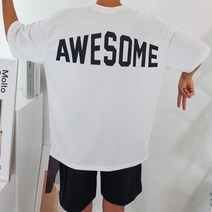 딥스토어 남자 어썸 프린팅 레터링 박스 오버핏 반팔 티셔츠