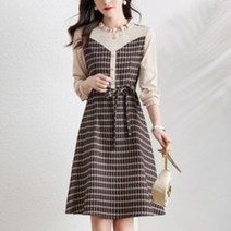 요모조모 1677 브라운 체크 프릴 원피스
