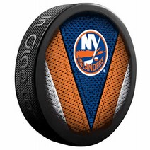 Inglasco Sher-Wood Stitch Logo Souvenir Hockey Puck - Islanders null, 1