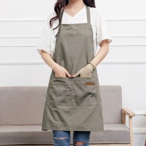 홈씽세상 코튼 카페 바리스타 똑딱이 에이프런 앞치마, 똑딱이 카키