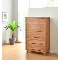 아르볼가구 고무나무 900 5단 원목 아트 서랍장 광폭 수납장, 고무(내추럴)