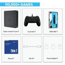 Beelink슈퍼 콘솔 T4 프로 Win 10 Batocera 33 레트로 게임 PS3PSWIISega SaturnN64DC 용 110000 + 포함, 04 미국, 03 T4P-500-1B