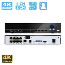 BESDER 4K 8CH CCTV POE NVR 지원 얼굴 감지 8MP 네트워크 비디오 레코더 H.265 Onvif 24/7 녹화 IP 카메라 P2P XMEye APP, 9.아무도 - 4CH - 미국 플러그