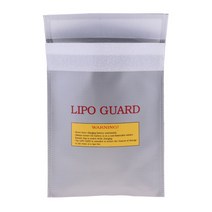 shangren Lipo 배터리 내화 방폭 가방 보관 가드 후크 및 루프 클로저가있는 안전한 충전 홀더 파우치, 295x230x10mm, 유리 섬유, 실버