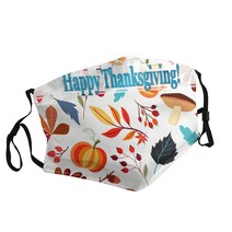 Fall Design Happy Thanksgiving 성인용 인쇄 마스크 일본 만화 영화 방진 빨 조절 가능