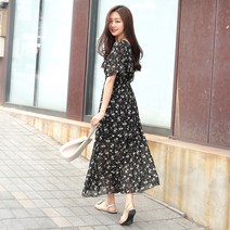 데일리앤 딜라잇 쉬폰 플라워 롱원피스