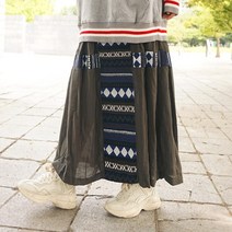 [바보사랑] 에스닉 주름밴딩롱스커트