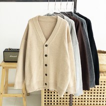 남자 오버핏 램스울 헤비 박스 니트 가디건