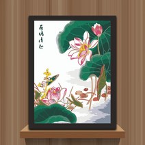 DIY 명화 그리기 세트 유화 페인팅 147 연꽃, 연못 드로잉 보드판+붓+물감세트_50X65
