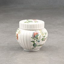 [성연티세라] 백자 골(꽃) 스쿠류뚜껑 단지(300g) 꿀단지 경옥고단지