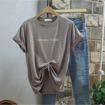 상상그이상 여성용 찰랑 레터링 레이온 반팔 티셔츠