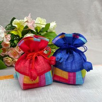 [예원콜렉션] 고급 전통 조각보 미니 복주머니 답례품, 전통 조각보 복주머니, 공단 09 연분홍색