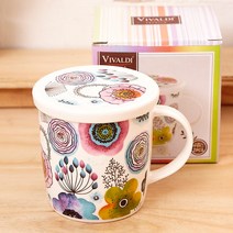 생활용품 비발디 워터 플라워 뚜껑 머그 2p 1조 머그컵/머그잔/컵/잔/유리컵