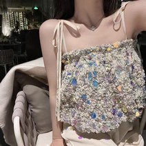 디자인 감각 스팽글 나시 톱 여 작은 키의 고급스러움 달콤 시크 탑 이너