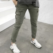 용된다 절개 카고 단추 건빵 주머니 면바지