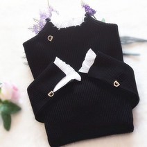 핫핑크니트 코발트블루니트 파란색니트 스웨터 여성 터틀넥 레이스 프릴 풀오버 여성 트럼펫 슬리브 ​​탑 솔리드 컬러 니트 트렌드 스웨터 가을 겨울