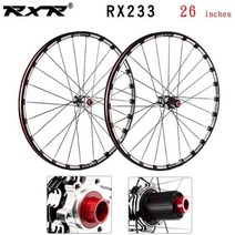 로드자전거휠 자전거휠셋 자전거바퀴 RXR 산악 자전거 오프로드 MTB 카본 바이크 휠 26 275 29 인치 RX233 디스크 브레이크 5 베어링 711S 스루 액슬 QR, 26 black 100x142mm
