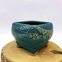 예운분-102 원형사각 청록색 다육이화분 도자기화분