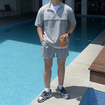 데일트 남자 반팔 아노락 밴딩 반바지 트레이닝복 세트