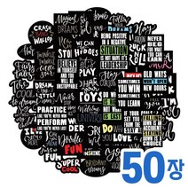 덕지샵 50장 화이트 블랙 글씨 캘리그라피 폰트 캐리어 캠핑 노트북 아이패드 스티커