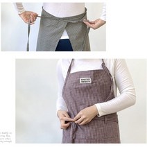 에이프런 플레어 빅사이즈 입는 앞치마 반앞치마 여름 제과제빵 요양보호사 보육교사 체크, 퍼플