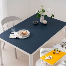 (14colors 11size) 롤로아 100% 방수 가죽 식탁보 테이블보, 60x60cm, 양면-14 (Navy+Mustard)