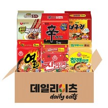 [데일리이츠] 봉지라면 멀티팩 6종 (신라면 + 짜파게티 + 너구리 + 진라면 매운 + 참깨라면 + 열라면), 4세트