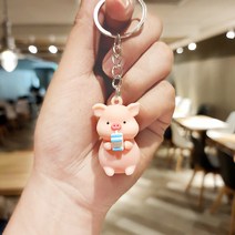 MAKRY 자동차 열쇠고 열쇠고리 키링 자동차키홀더 스트랩, 음료수 돼지