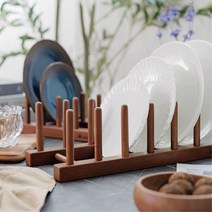 홈키친 전시장 고무나무 원목접시꽂이 건조대 보관대 정리달인, 중(5칸)