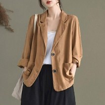 30대 여성자켓 면 린넨 캐주얼 블레이저 재킷 새로운 2021 봄 심플 스타일 40대