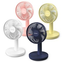 꼼꼼 캠핑 차박 저소음선풍기 무선 빅팬 탁상용 작은 책상용 소음적은 사무실 소형 미니선풍기, 크림 레몬