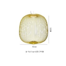인테리어 거실 샹들리에 조명 북유럽 원격 제어 Foscarini 스포크 새장 인더스트리얼 스타일 블랙 화이트 옐로우 아이언 실내 기구 포스카리니, Yellow 52cmW52cmH, Warm light