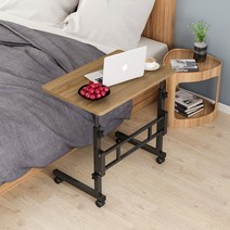 101 이동식 높이조절 사이드 보조 슬림 침대테이블 원룸 일인용 일자형 거실협탁 스탠딩책상, 60폭(60x40)쿠키