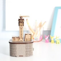 DIY 인천국제공항 영공방 태엽 시계 엔틱 모형 인테리어소품 조립 회전 우드 오르골 P1204EA, 단품