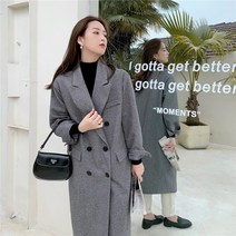 헤링본 모직 캐주얼 여성 코트