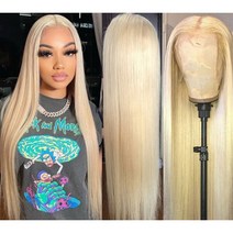 금발레이스가발 정면인모가발 스트레이트레이스 헤어피스 중년여성, 180%, 8인치, 13x4 HD 정면 가발