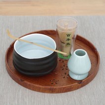 차시 말차솔 말차 세트 격불 차선 말차다구 송나라 차 식기 털 조합 모조 송 일본 브러시 그릇 휴대용 대나무 교반, 매트 블랙 세라믹 5종 세트