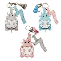 가죽 동물 열쇠고리_소, 1개, 핑크