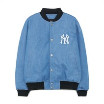 [국내정품]MLB 엠엘비 컬시브 로고 데님 자켓 NY Indigo