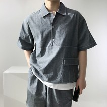 남자 트레이닝복 여름 반팔 반바지 세트 린넨 오버핏 아노락