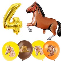 승마복 여아용 스피릿 라이딩 파티 용품 핑크 말 생일 장식 서양 농장 테이블 커버 식기 베이비 샤워, 15 Balloon-6pcs-4